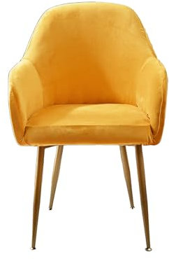 OQHAIR Stuhlhussen für Esszimmerstühle 6er-Set, Stretch-Samt Stretch Stuhlhussen Weicher gebogener Sessel Stuhlhussen Protektoren für das Esszimmer -Gelb-Set of 2