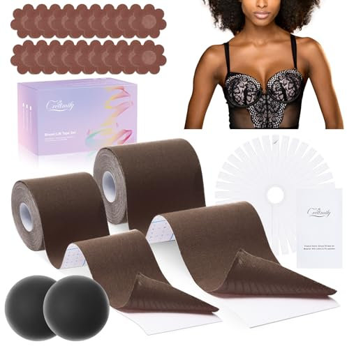 Creamify Boob Tape, Nipple Cover Set for Women, 2 Pack Breast Lift Tape, Adhesive Bra Boobytape for Breast Lift, Multipurpose Pack to Support-Cover Nips, Go Backless & Strapless in Confidence