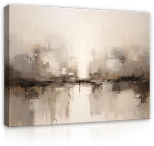 WallArena - Leinwand Bilder - Abstrakt Industrial Kunst beige rot - 60x40 cm Leinwandbilder - Bild auf leinwand - Wandbild XXL groß Wandbilder für Wohnzimmer Schlafzimmer Wohnzimmerbilder Modern