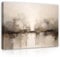 WallArena - Leinwand Bilder - Abstrakt Industrial Kunst beige rot - 60x40 cm Leinwandbilder - Bild auf leinwand - Wandbild XXL groß Wandbilder für Wohnzimmer Schlafzimmer Wohnzimmerbilder Modern