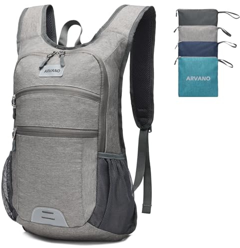 Arvano Wanderrucksack Leichter faltbarer Rucksack 10L Kleiner Rucksack für Männer Frauen, Tagesrucksack Mini Rucksack für Wandern Radfahren Reisen Outdoor Daypack (Grau)