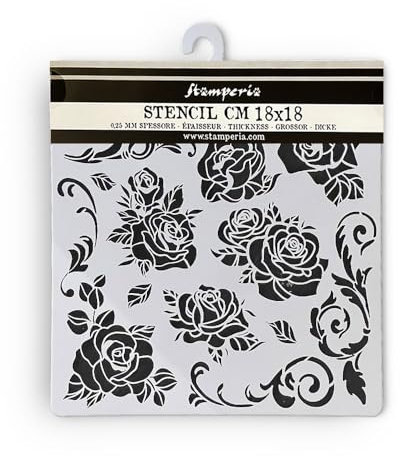 Stamperia KSTDQ104 Rose Pattern Stencils, Multicolor, 18 x 18 x 0,2 cm