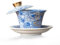 fanquare Chinese Loong Gaiwan Blue Sancai Tea Bowl with Lid Porcelain Tea Cups and Saucer Cover Set for Home Office