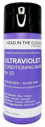 Dupe Head in the Clouds Ultraviolet Purple Conditioning Hair Mask No. 02, Blonde, Silver & White Hair Enhancing Conditioner, Neutralises Yellow and Brassy Colours, Brightening Colour Care System 150ml