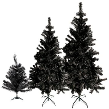 Outgarden 180 cm künstlicher PVC Weihnachtsbaum schwarz mit Schnellaufbau Klapp-Schirmsystem, schwer entflammbar, unechter Tannenbaum inkl. Metall Christbaum Ständer