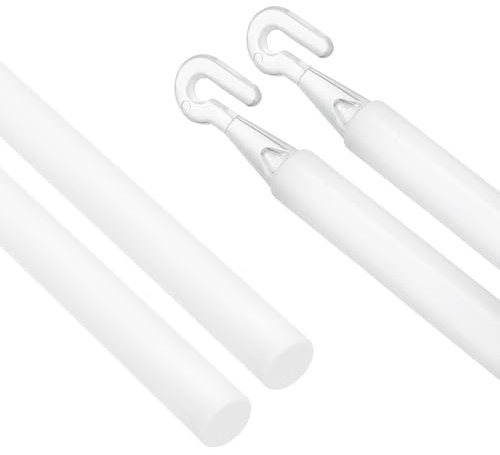 sourcing map Lot de 2 baguettes de rechange pour stores verticaux avec crochet et poignée, 88,9 cm, blanc