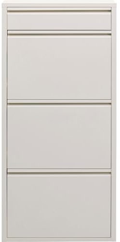 Kare Design Schuhschrank Caruso, Creme, Stahl, mit 4 Klappen, Schuhablage für 6 Paar Schuhe, schmal, platzsparend, hoch, Schuhregal, Eingangsbereich, 115x50x15 cm (H/B/T)