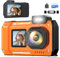 8K Waterproof Digital Camera Snorkeling: 70MP 33FT Compact Rugged Underwater Camera - HD Dual-Screen with 18X Zoom Selfie 64GB Card & 2500 mAh Battery for Outdoor Scuba Diving Fishing Swimming Orange