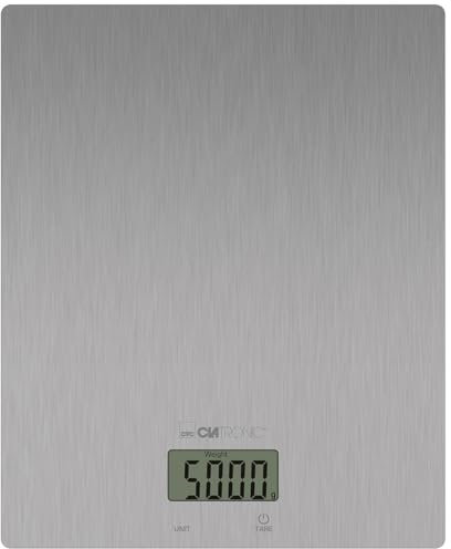 Clatronic® Küchenwaage digital | 1gr. Schritte bis 5kg | mit Cup Angabe (Tassen) | ideal für Trend-Rezepte | extra flach | Tara Funktion | Edelstahl | Kitchen Scale | Küchenwage KW 3821