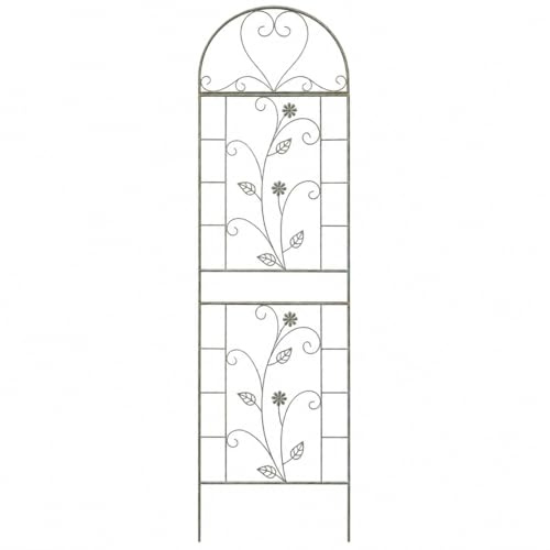 Yunmeryker Rankgitter Schmiedeeisen Landhausstil, 201-230cm hoch, 60cm breit, robuste Pflanzenstütze für Kletterrosen, Antikweiß