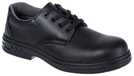 Portwest FW80 Steel Microfibre Low Shoe Water Resistant Upper Padded Collar | Black, 6.5, S2 EN ISO 20345, CE Certified, Regular Fit, Self-Cleaning Outsole, Anti-Static Footwear, Energy Absorbing