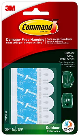Command Outdoor Small Refill Replacement Strips, 16 Strips, Re-Hang Outdoor Window Hooks