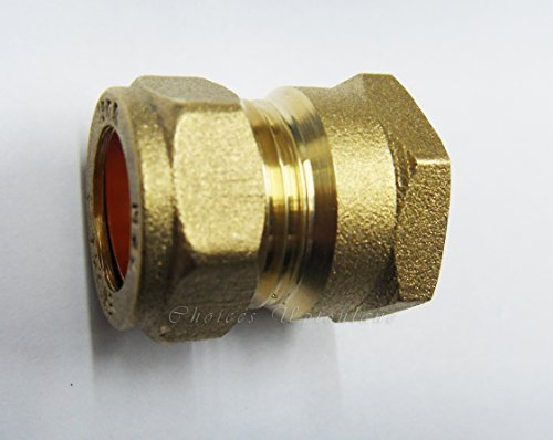 Raccordo a compressione in ottone, 15 mm x femmina in ferro 1/2 (confezione da 3)