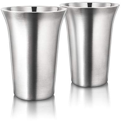 Final Touch Set of 2 Stainless Steel Coffee Cups Mugs en Acier Inoxydable Tasses à café Tasses Large 355ml 12oz Paroi Double CAT8032