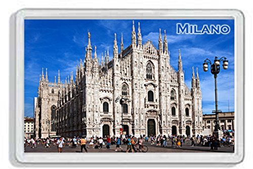 AWS Magnet aus PVC, Hartplastik, Motiv: Milan, City, Souvenir, Stadt, Gadget, Fridge, Magnet, Kühlschrankmagnet aus Hartplastik mit Fotobild Italien
