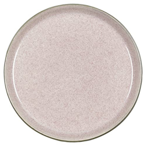 BITZ Teller, Kuchenteller, Dessertteller aus Steinzeug, 21 cm im Durchmesser, grau/hellrot