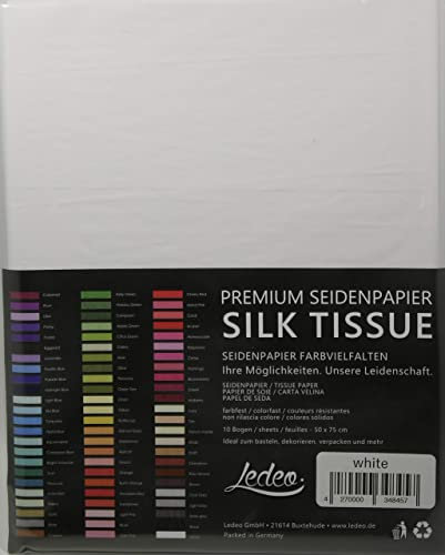 Ledeo Silk Tissue - Premium Seidenpapier - 10 Blatt (50 x 75 cm) - Weiß - Hochzeit, Geburtstag