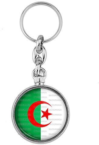 BADGMANIA Porte Clés Métal 2 faces Drapeau Algérie Algérien Croissant Rouge Embleme Islamique Logo 33mm