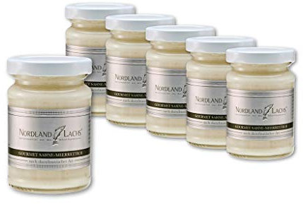 Nordland-Lachs 6 Gläser Gourmet Sahne-Meerrettich | zu Räucherlachs, Lachsfilet, Meersfrüchten, gegrilltem Lachs | nach skandinavischer Art