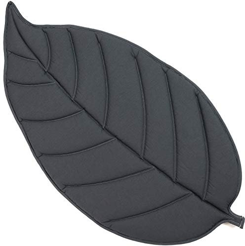 Krabbeldecke gepolstert Spielteppich Teppich Blätterteppich Decke Blatt Förmig Spieldecke Laufgittereinlage Kuscheldecke Spielmatte Kinder Matte Baumwolle Erstausstattung Krabbelmatte Anthrazit