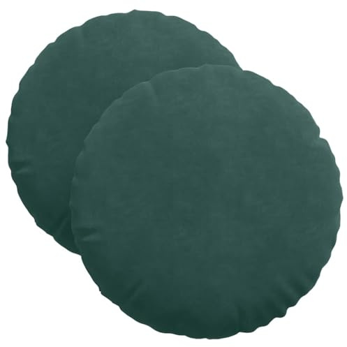 PHGTYUK Sitzkissen 2 Stück Dunkelgrün Samt Ø 40 x 13 cm, weiche Polyesterfaserfüllung mit Reißverschluss, Moderne Sitzkissen für Wohnzimmer, Esszimmer, Schlafzimmer und Büro