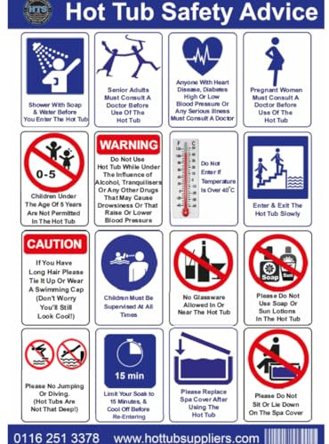 Correx Hot Tub Safety Sign A3 - Commercial Hot Tub Safety - Holiday Let Hot Tubs Hot Tub Safety