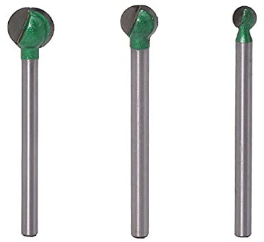 3pcs 3mm Shank Ball Nose Round Carving Bit Router Bit per Legno CNC Carburo di Tungsteno
