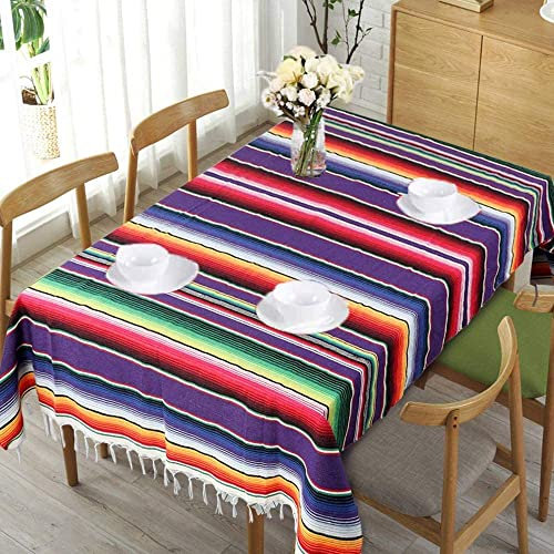 Tiamu Mexikanische Tisch Decke für Hochzeits, Mexikanische Saltillo Serape Decke Picknick Decke ÜBerwurf Tisch Decke, Bett Decke, Tischdecke Abwaschbar mit Quasten, Tapis de Yoga
