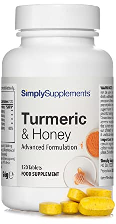 Turmeric & Honey Tablets | 120 Tablets | 4 Months' Supply | UK Made | With black pepper, bee propolis & vitamin C | Supports normal immune function | Vegetarian