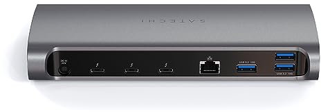 SATECHI Thunderbolt 4 Dock 11-in-1 Host Port, 3 Downstream Ports, USB-A 3.2, 2.0, SD-Kartenleser, GbE, Audiobuchse Kompatibel mit M2 & M1 MacBook, ST-UCT4DM, Black
