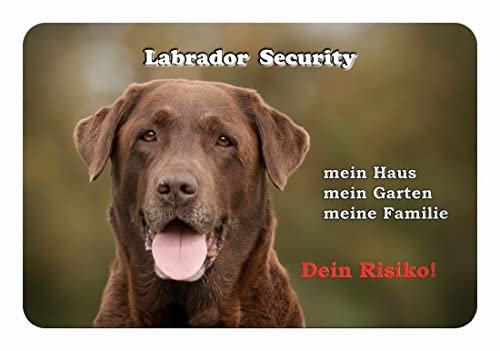 Merchandise for Fans Warnschild - Schild 20x30cm Motiv: Labrador Retriever Security (05)