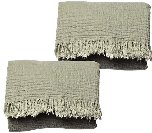 PÜSKÜL Musselin-Badetücher für Erwachsene, organisch, ultraweich, 100 % türkische Baumwolle, Salbeigrün, Übergröße, groß, 84 x 170 cm, schnelltrocknend, fusselfrei, dünnes Handtuch für Badezimmer