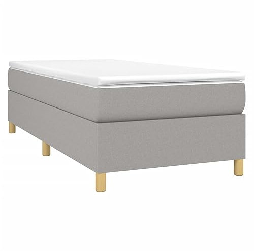 vidaXL Bettgestell, Polsterbett Bett für Schlafzimmer, Bettrahmen mit Lattenrost, Schlafzimmerbett Einzelbett, Hellgrau 100x200cm Stoff