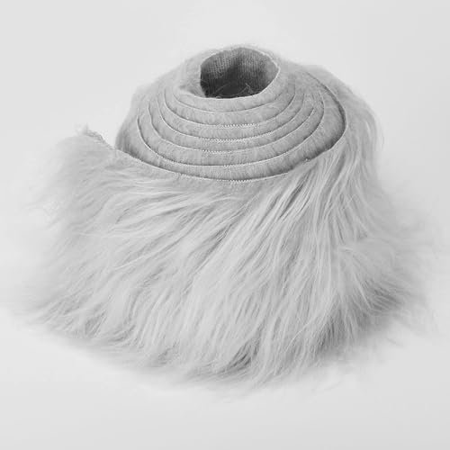 Ruban en fourrure synthétique - Tissu en fourrure synthétique - Pour le bricolage, la couture, la décoration - Rouleau de tissu - 10 x 150 cm (gris)