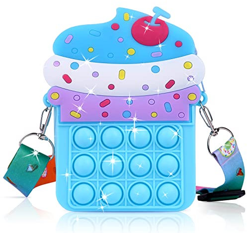 Ainiv Pop Push It Tasche Handtasche, Pop Tasche, 2 in 1 Fidget Toys Taschen Umhängetasche mit Längenverstellbarem Tragegurt, Eiscreme Fidget, Anti Stress Spielzeug Schultertasche für Kinder