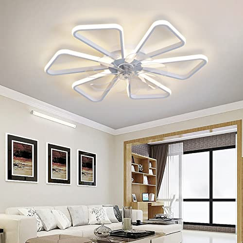 70cm Ventilador De Techo Con Luz Y Control Remoto LED Lampara Ventilador Techo Silencioso DC Motor Reversible 6 Velocidades Regulable Molino Ventilador Techo Con Luz Para Dormitorio,Blanco