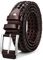 BULLIANT Gürtel Herren, Ledergürtel Geflochtene Gürtel für Herren Lässig Jeans Golfgürtel 35mm Breit Gewebte Gürtel,Geschenk Verpackt(Burgund-145cm/50-54 taille verstellbar)
