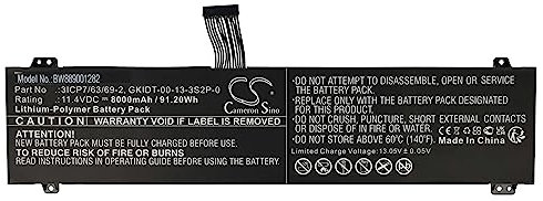 vhbw Akku Ersatz für Schenker 3ICP7/63/69-2, GKIDT-00-13-3S2P-0 für Notebook (8000mAh, 11,4V, Li-Polymer)