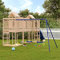 Homgoday Spielturm Klettergerüst für Kinder Garten-Klettergerüst mit Schaukel und Rutsche Stelzenhaus Garten Spielplatz Holzrahmen Kletterturm für Garten Massivholz Kiefer#1