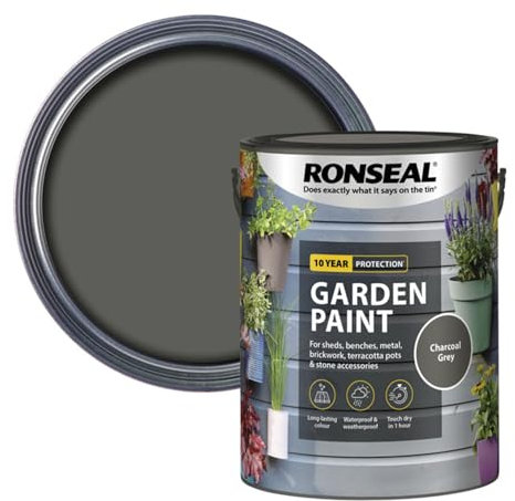 ARUUJ Garden Paint - Multipurpose Colour & Protect 2.5L Tin - Exterior Wood Paint, For Sheds, Benches, Metal, Brickwork, pots - Outdoor Fence Garden Furniture Paint Waterproof (CHARCOAL GREY)