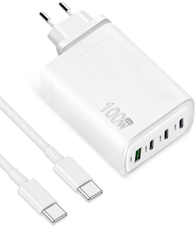 100W USB C Chargeur Rapide 4 Ports avec GaN Tech Compatible avec MacBook Pro/Air,Dell,iPhone 15/14, iPad Pro, Google Pixel, Samsung Galaxy
