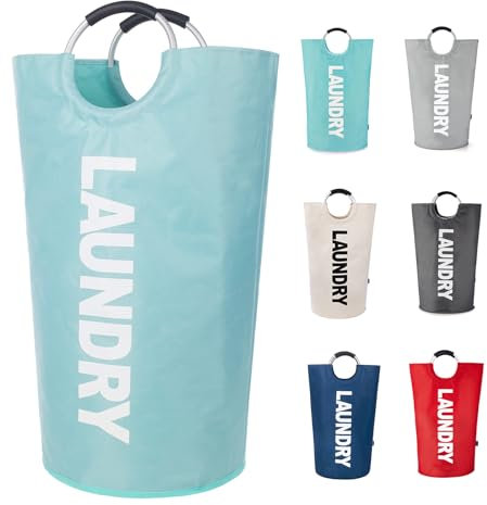 Twira - 90L Large Laundry Hamper - Standing Laundry Hamper - Laundry Basket with Padded Handles - Foldable Waterproof Clothes Bin - Clothes Basket for University, Laundry Room, Bathroom