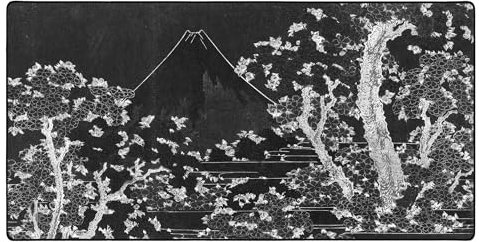 DURAGLYDE Mount Fuji with Cherry Trees in Bloom. Black/White Large (36x17) Artist Series Mouse Pad for Your Desk - Extra Large Extended Mat Ideal for Gaming and Work from Home