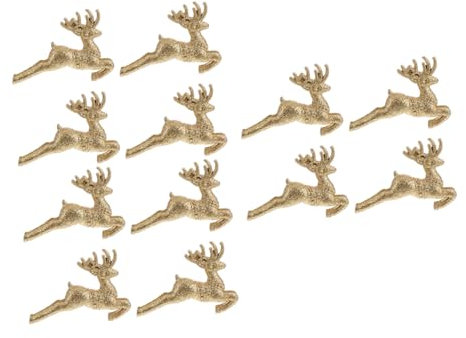 IMIKEYA 18 STK Zwiebelpulver Hollow Running Deer Baumwipfel-Hirsch-Ornament Santa Christbaumspitze Glitzernde Baumspitzen Hängende Rentier-Ornamente Golddekor Elch Plastik Lieferungen 3D