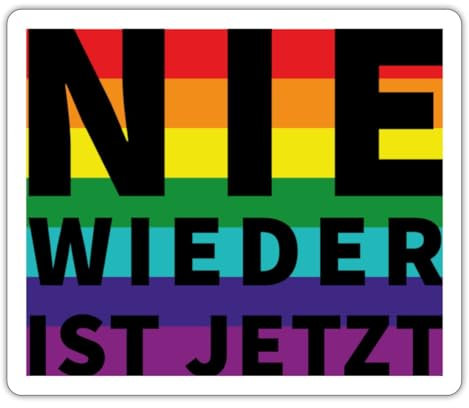 Spreadshirt Nie Wieder Ist Jetzt Regenbogen Sticker, max. 10x10 cm, 10 x 10 cm, Mattweiß