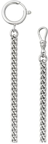 REGENT Herren Taschenuhr Kette 5 mm Breite 31 cm Länge mit Karabiner Rundpanzer Silberfarben P-47