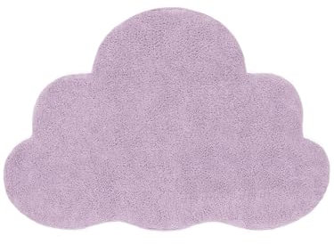 RugVista Happy Cloud Teppich, Kinderzimmerteppich, 100 x 150 cm, Oval, Kinderteppich für Kinder, Baumwolle, Spielteppich Babys Junge Mädchen, Keine schädlichen Stoffe, Lila