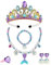 FUIPVGI Meerjungfrau Schmuck Set für Mädchen - Prinzessin Krone, Halskette, Ohrringe, Armbänder, Ringe - für Geburtstag, Party, Karneval, Rollenspiele (6 Stücke)