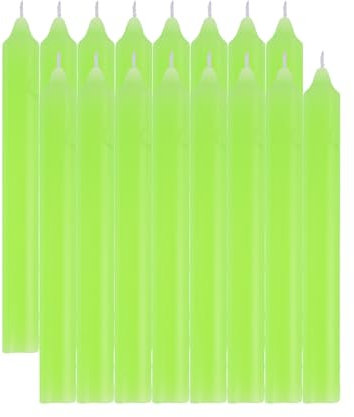 Stabkerzen Neon Grün, Leuchterkerzen 16 Stück Ohne Duft Länge 17 cm