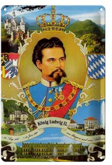 Schild Blech 20x30cm - Made in Germany - Portrait Ludwig II König Bayern King Metall Deko Blechschild
